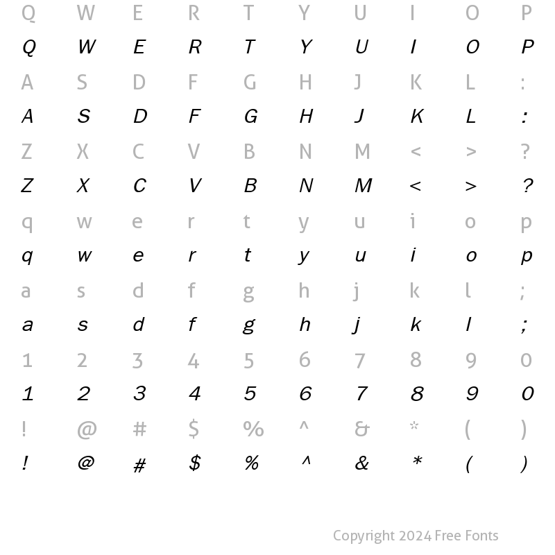 Character Map of Franzfurt Italic