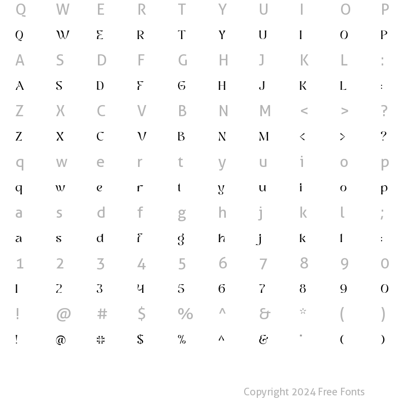 Character Map of Frastha Light