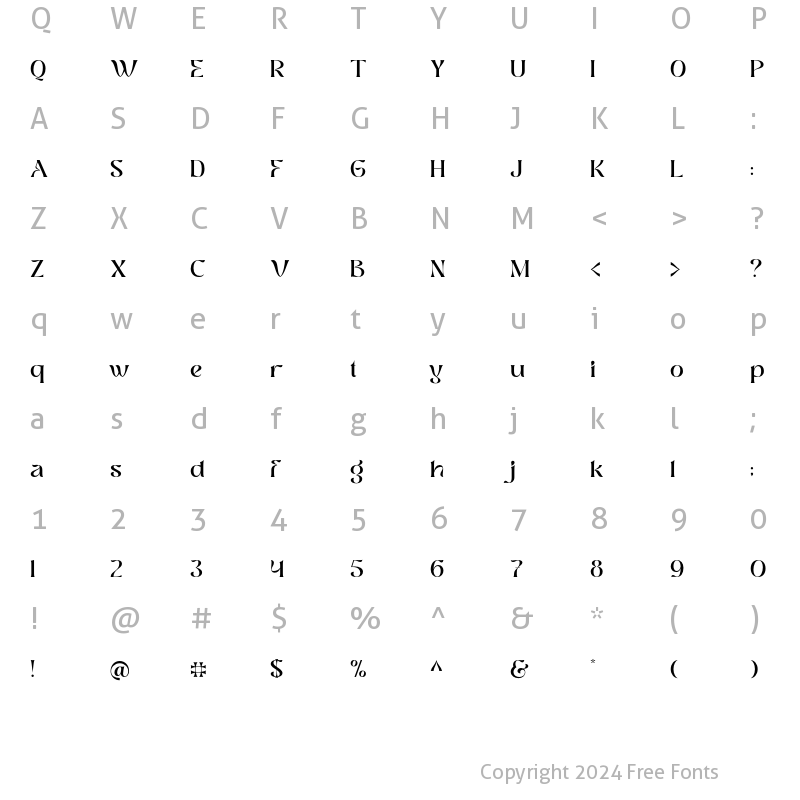 Character Map of Frastha Regular