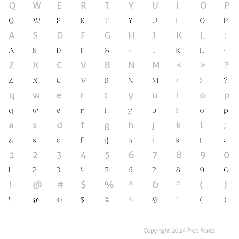 Character Map of Frastha Thin