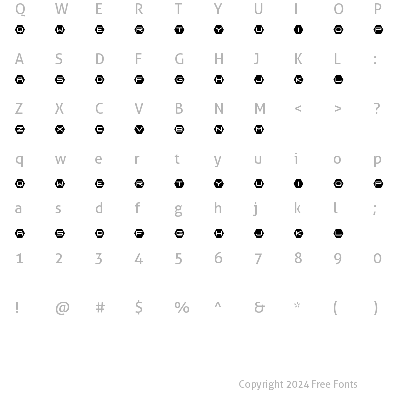 Character Map of Fraulein Hex Regular