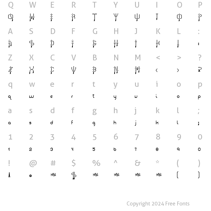 Character Map of Frazzed Regular