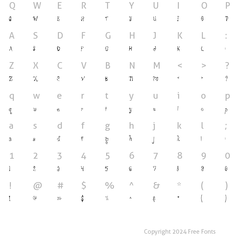 Character Map of Freakshow-ScaryA Regular