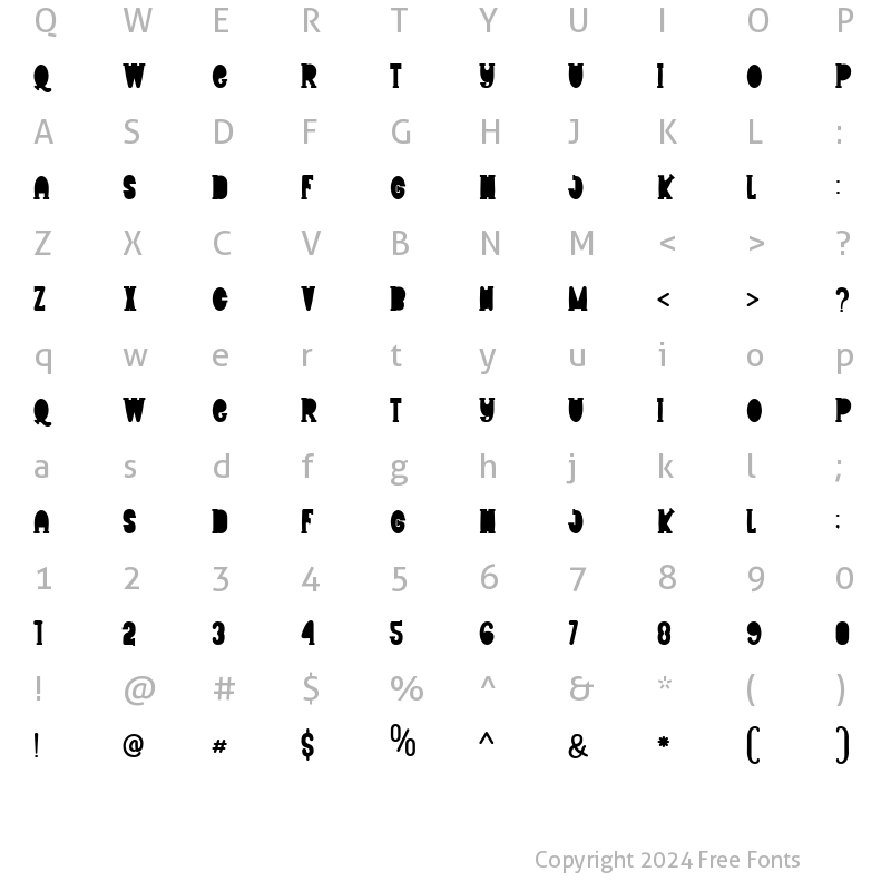 Character Map of Freaky DIS Regular