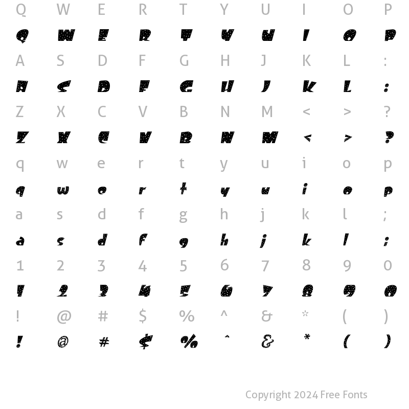 Character Map of Freckle Oblique