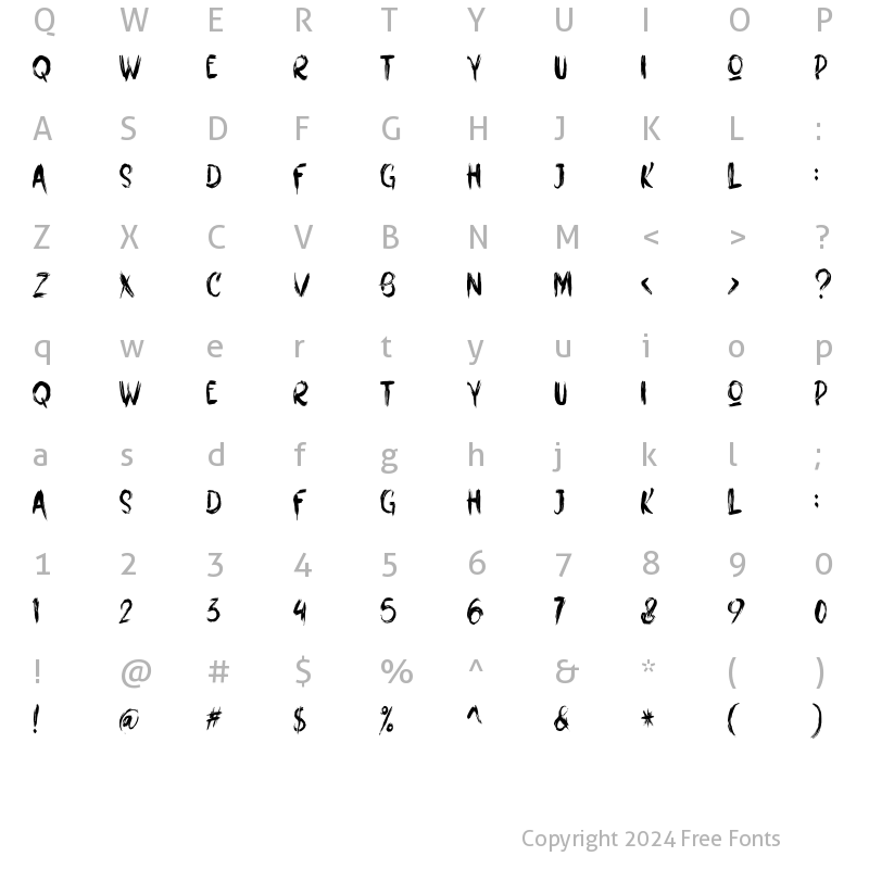 Character Map of Fredbones Regular