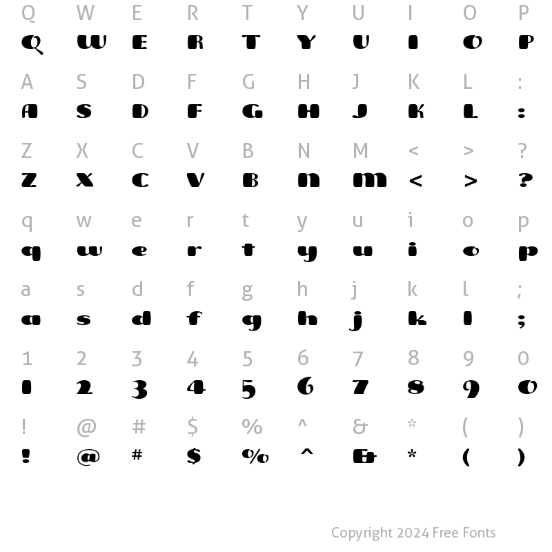 Character Map of Freddo ITC Std Regular