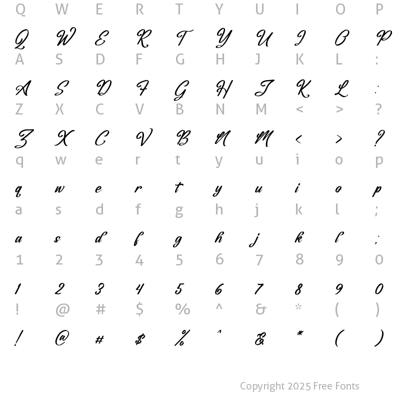 Character Map of Frederick Alexander Italic