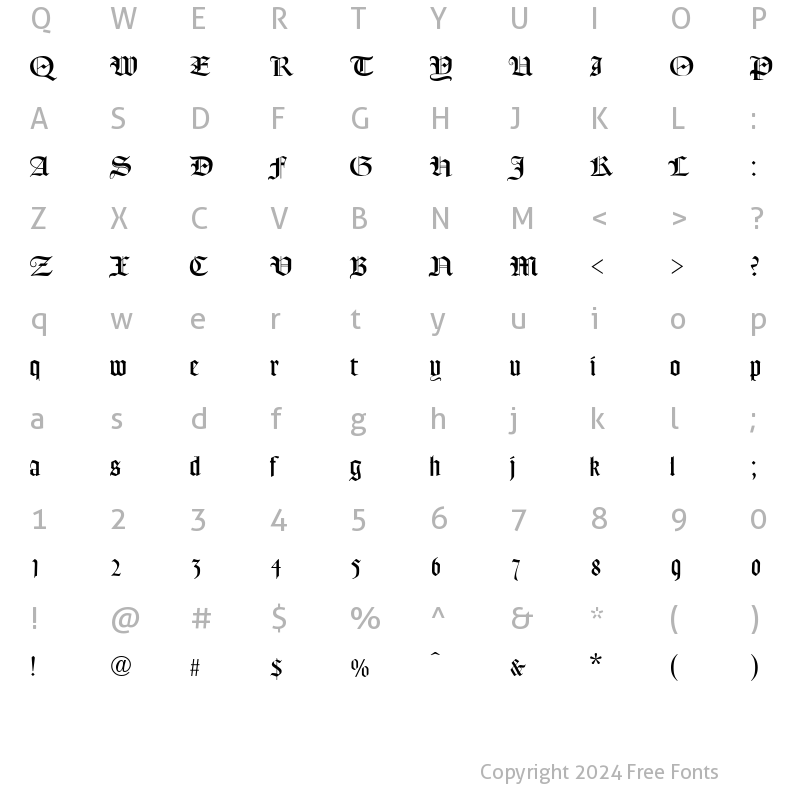 Character Map of Frederick Text Regular