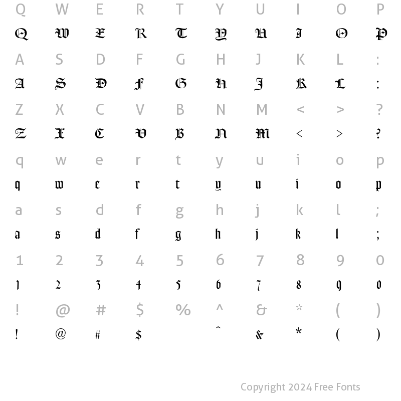 Character Map of FrederickText Regular