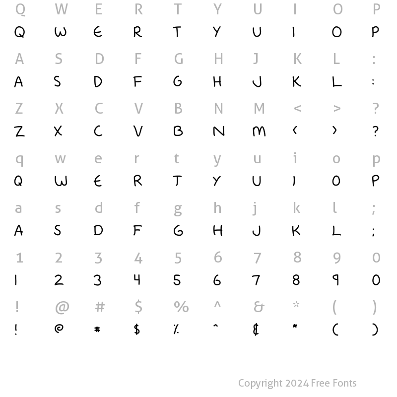 Character Map of Fredfont Regular