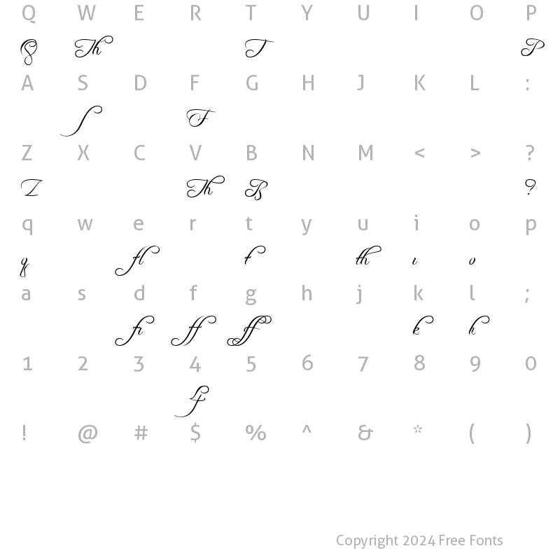 Character Map of Freebooter Script - Alts Regular