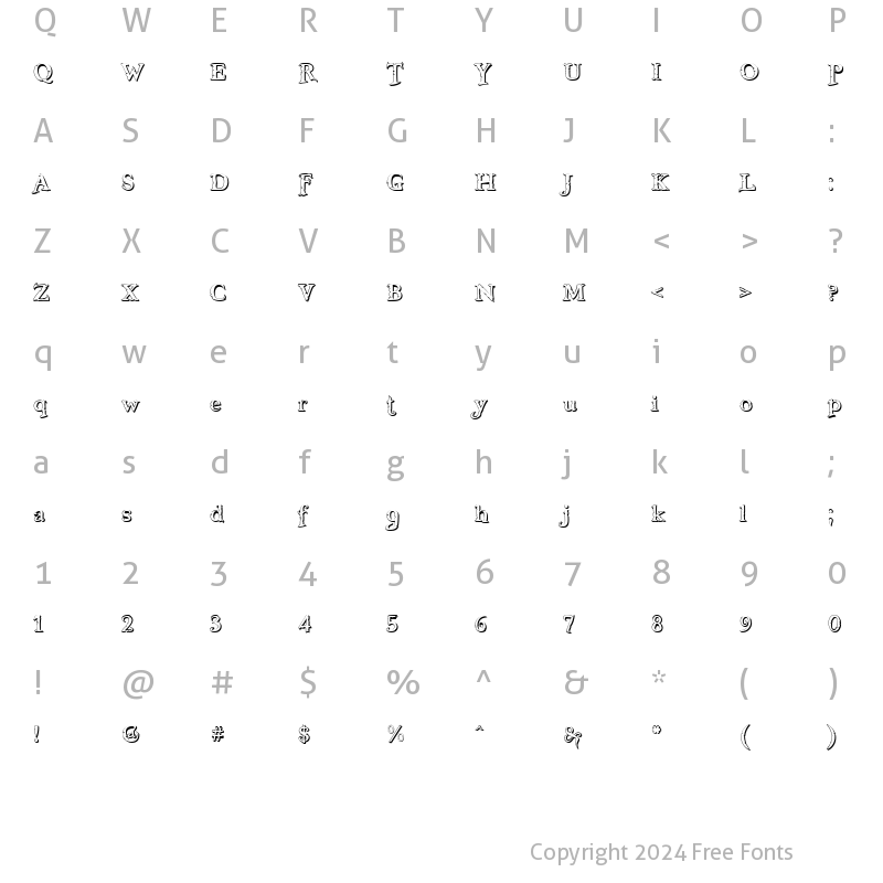 Character Map of Freebooter Shadow Regular