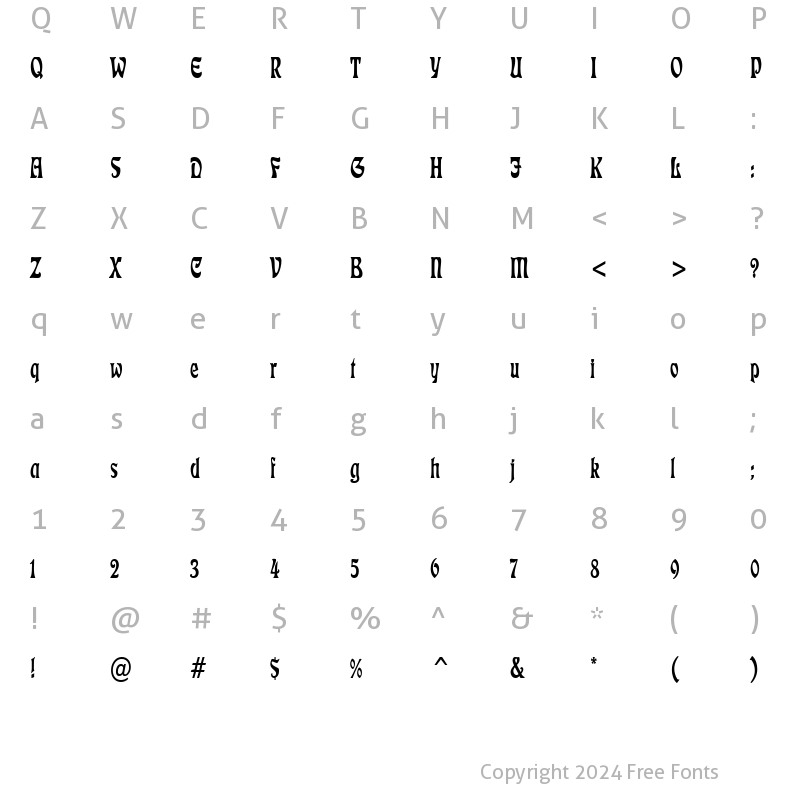 Character Map of Freedom Thin Normal