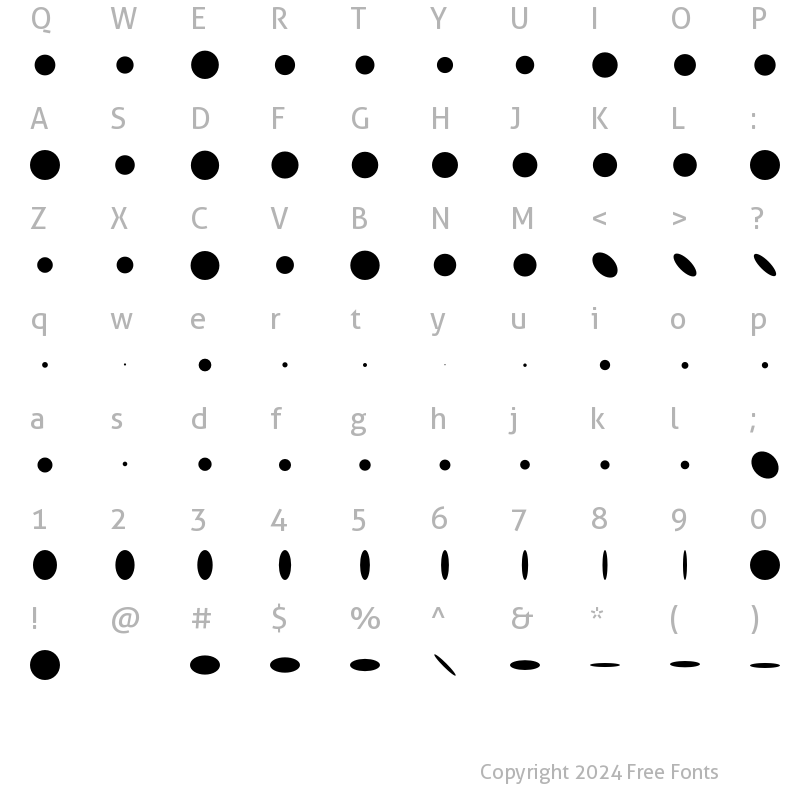 Character Map of Freeform Five Regular