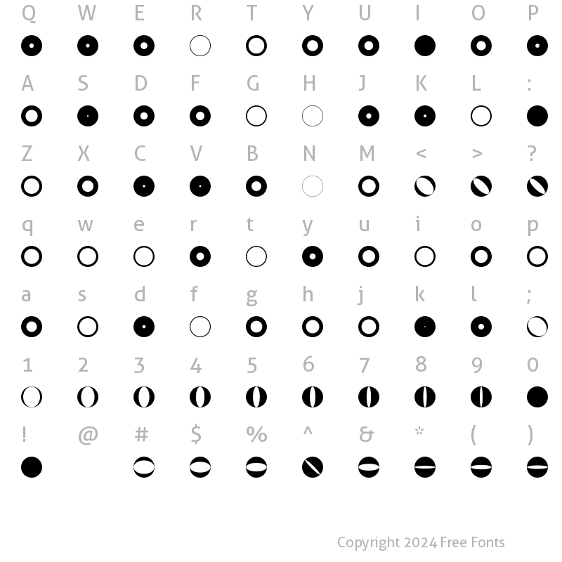 Character Map of Freeform Four Regular