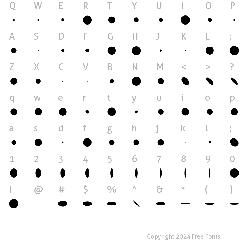 Character Map of Freeform Three Regular