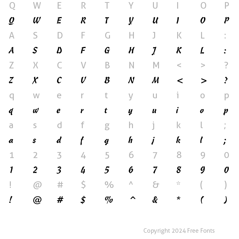 Character Map of Freehand 471 Regular