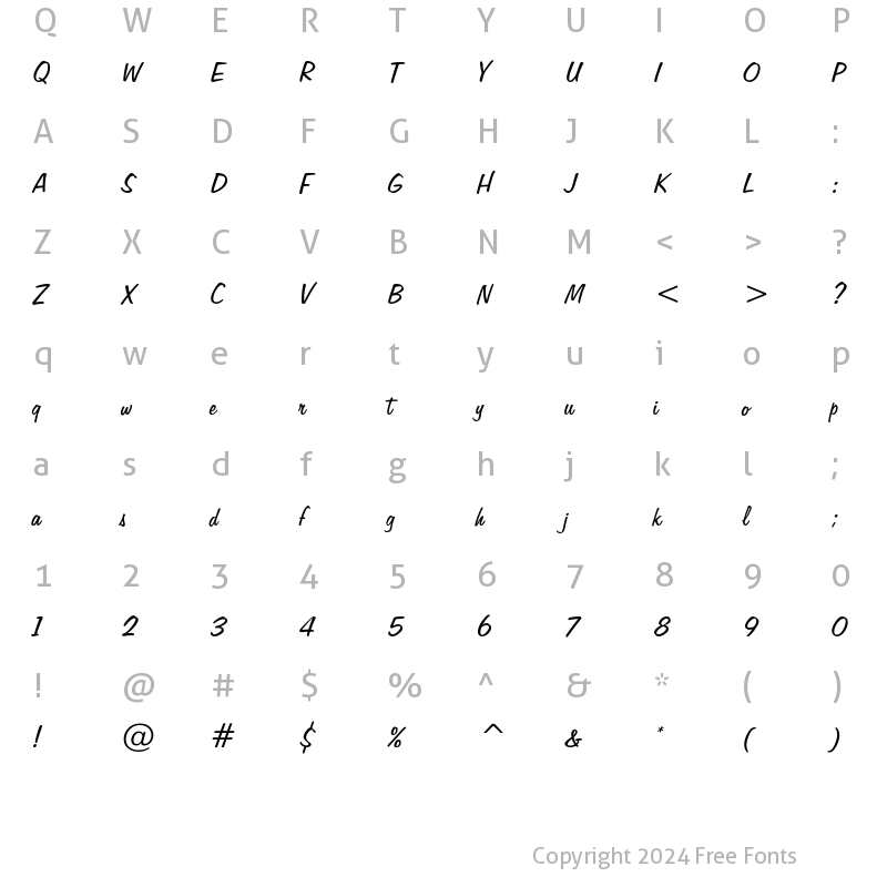 Character Map of Freehand 575 Regular