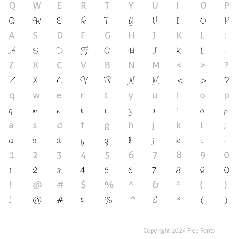 Character Map of Freehand 591 Regular