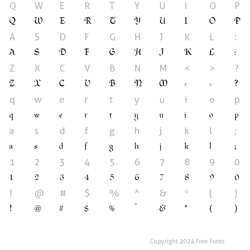 Character Map of Freehand Normal