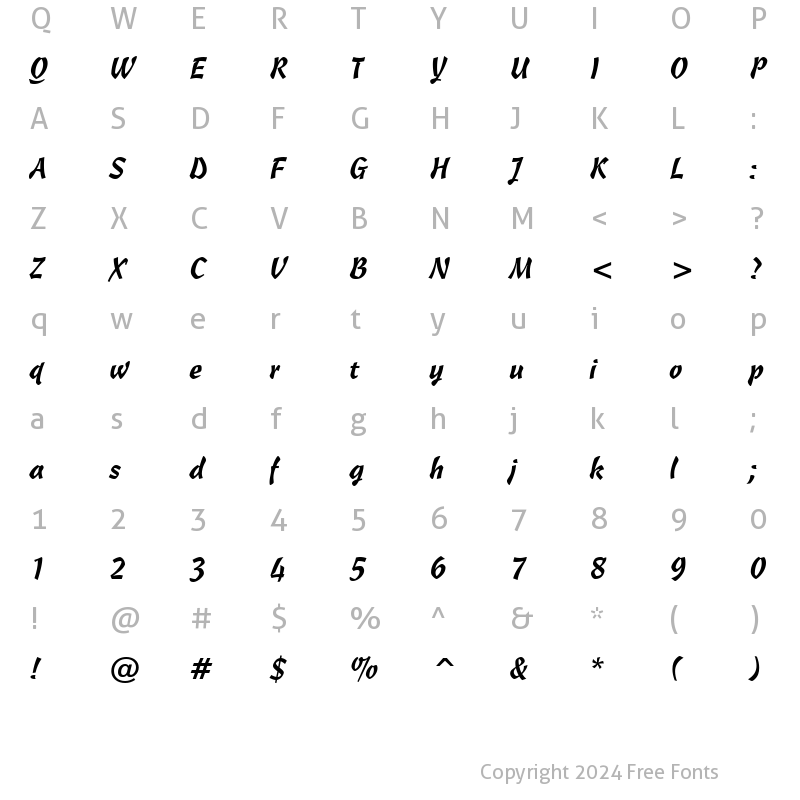 Character Map of Freehand471 BT Regular