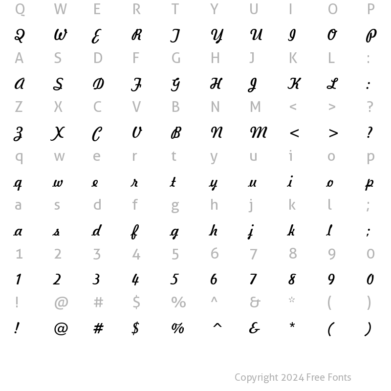 Character Map of Freehand521 BT Regular