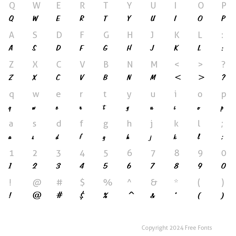 Character Map of Freehand575 Bold Bold