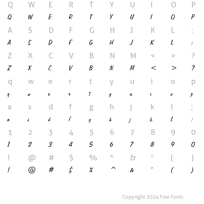 Character Map of Freehand575 BT Regular