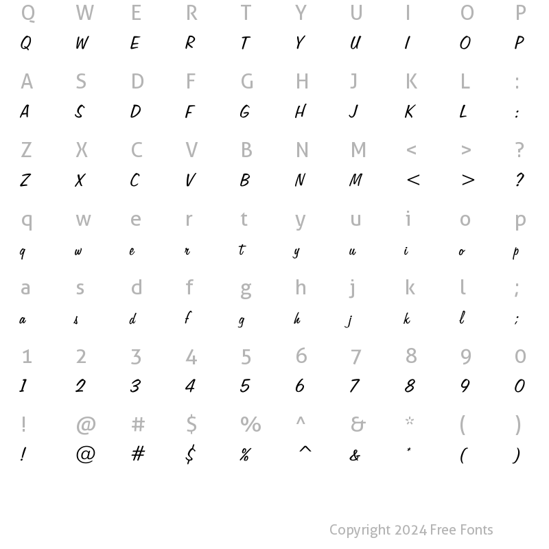 Character Map of Freehand575 Regular