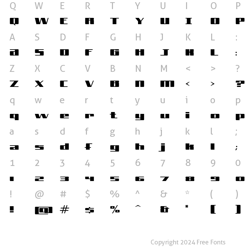 Character Map of FreeLine Normal Regular