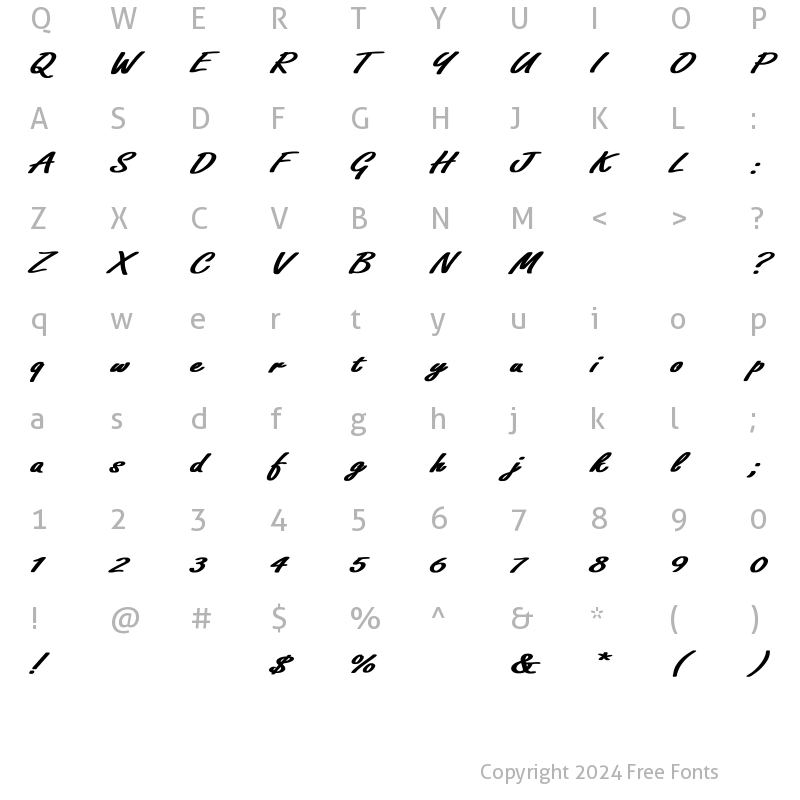 Character Map of Freeport-Normal Ex Bold Bold