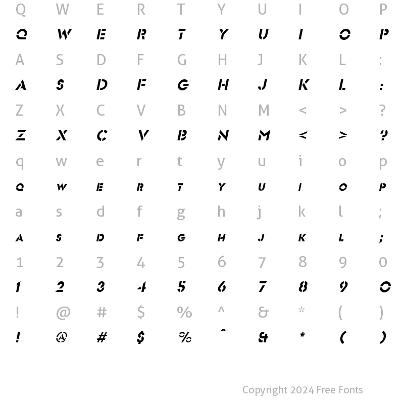 Character Map of Freeport Oblique