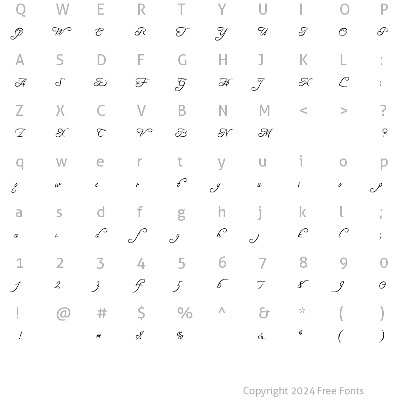 Character Map of FreeScript DEMO Regular