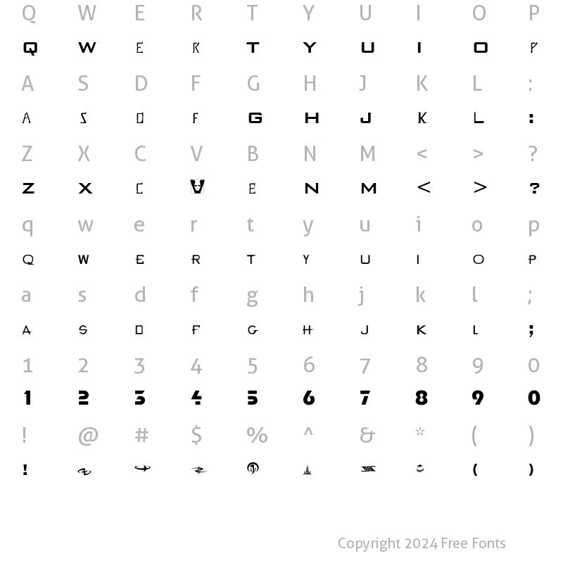 Character Map of Freespace Font Medium