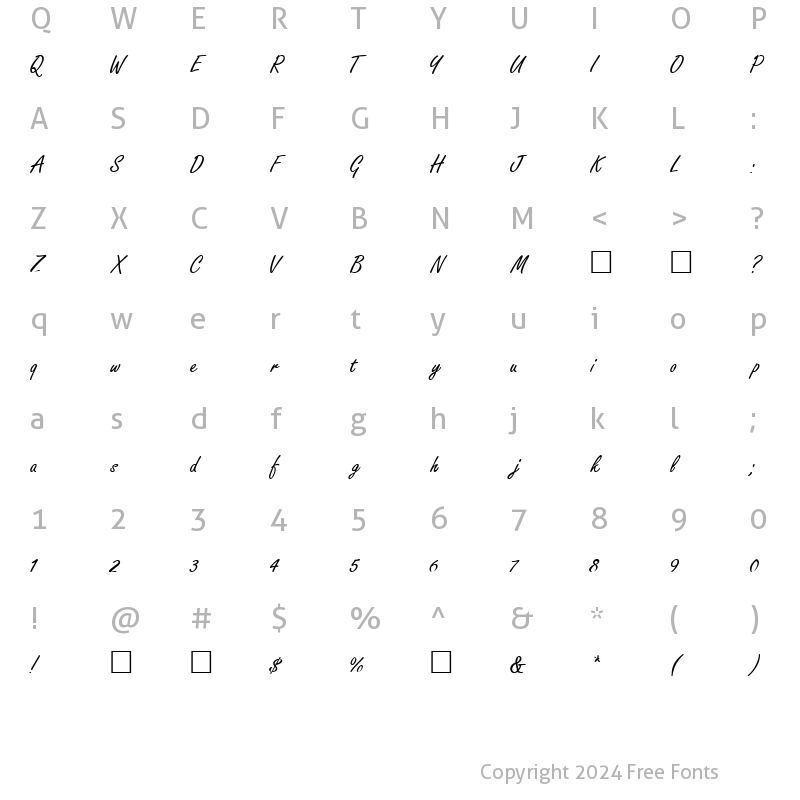 Character Map of Freestyle Regular