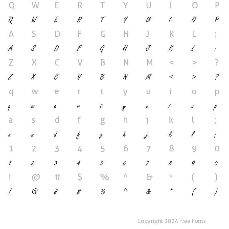 Character Map of Freestyle Script D Regular