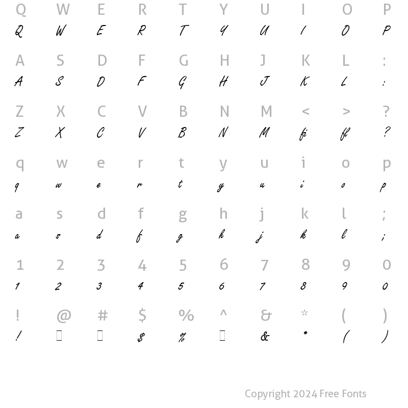 Character Map of Freestyle Script LET Plain