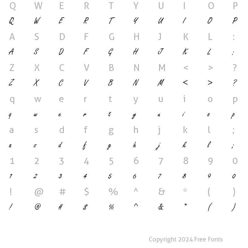 Character Map of Freestyle Script LET Regular