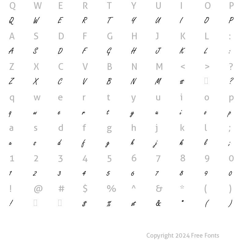 Character Map of Freestyle Script Plain Regular