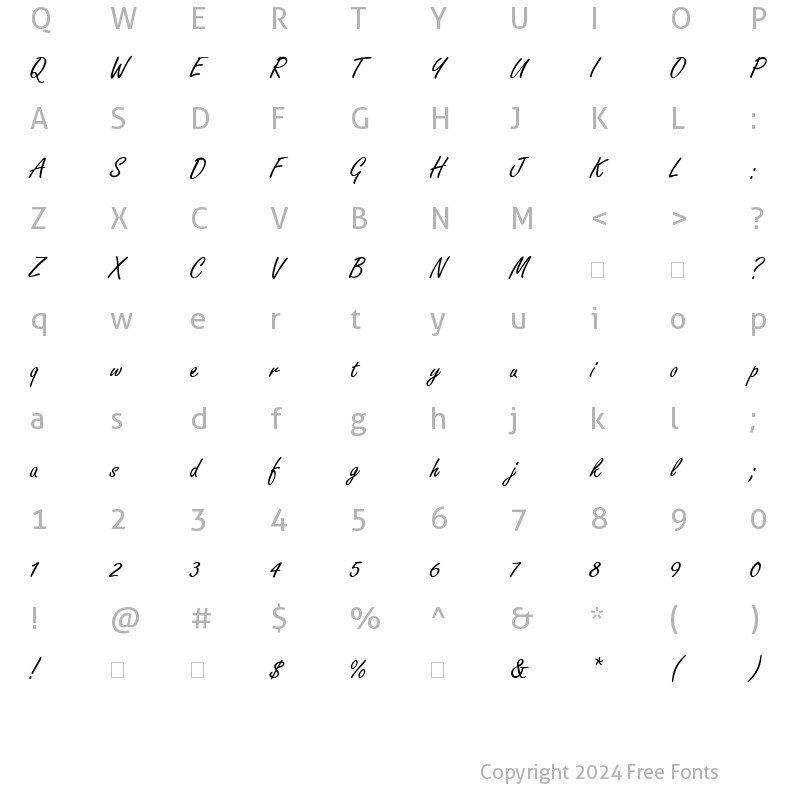 Character Map of FreestyleScript LT Regular