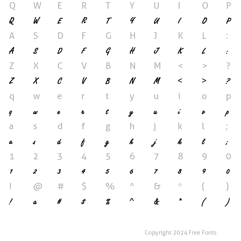 Character Map of FreestyleScriptEF Alt Bold