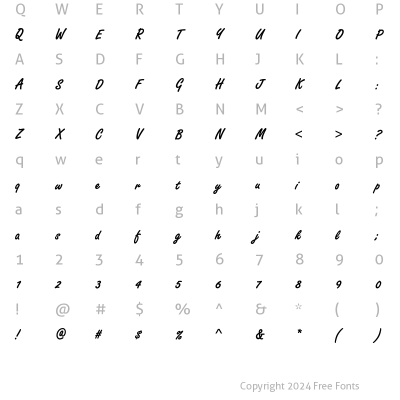 Character Map of FreestyleScriptEF Bold