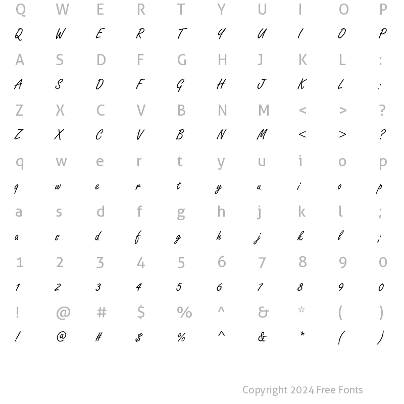 Character Map of FreestyleScriptEF Reg Regular