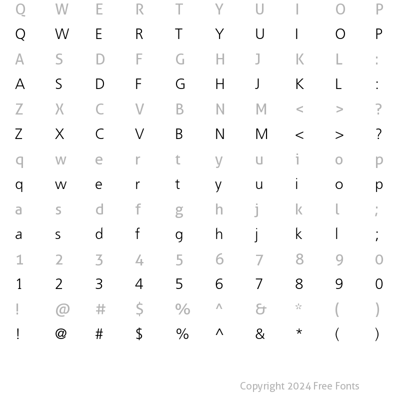 Character Map of FreewayLight Regular