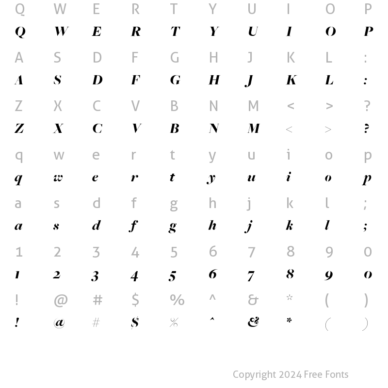 Character Map of FreightBigBlackItalic Regular