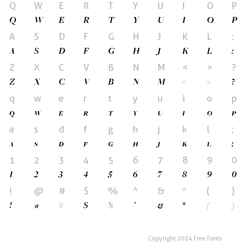 Character Map of FreightBigBoldItalicSC Regular