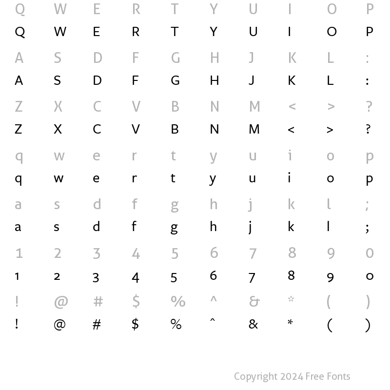 Character Map of FreightSans Medium Regular