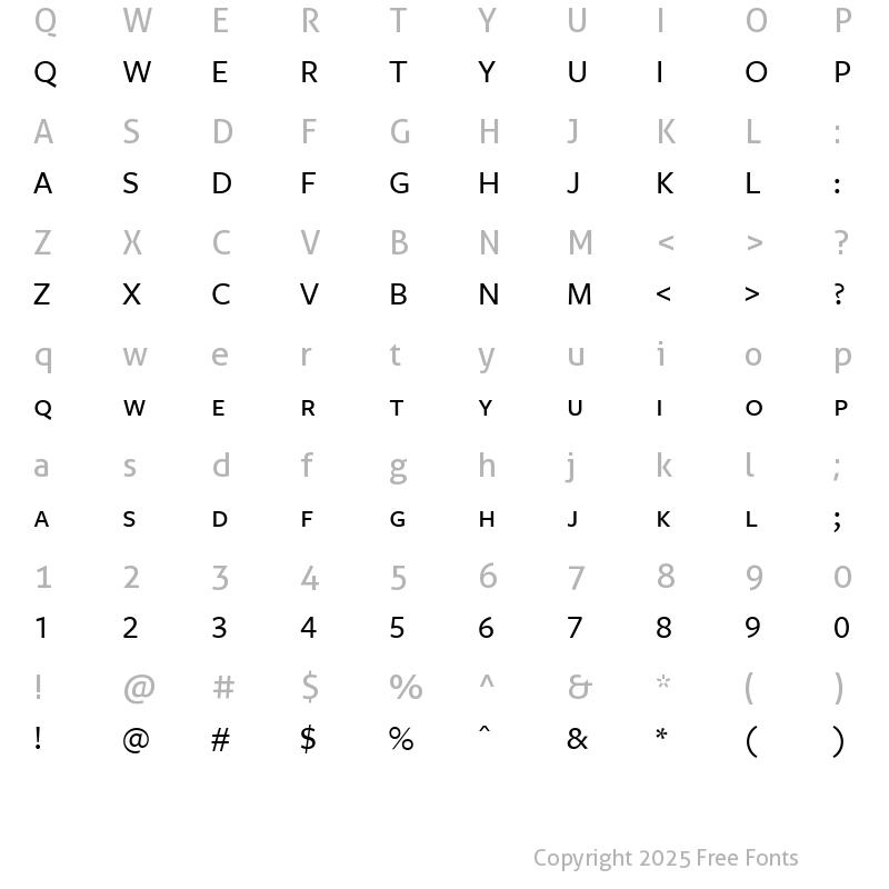 Character Map of FreightSans MediumSC Regular