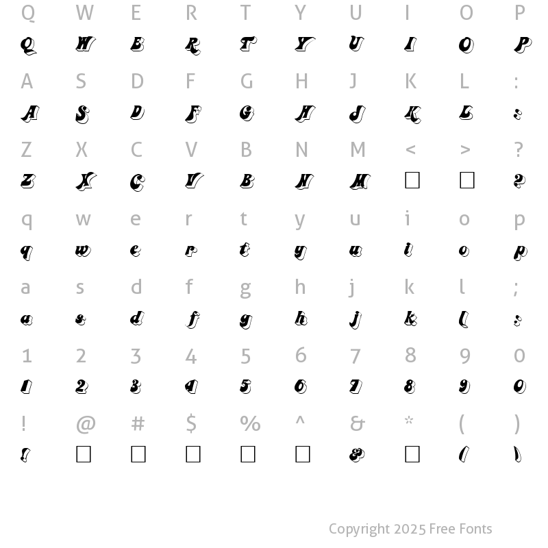 Character Map of Fremont Regular